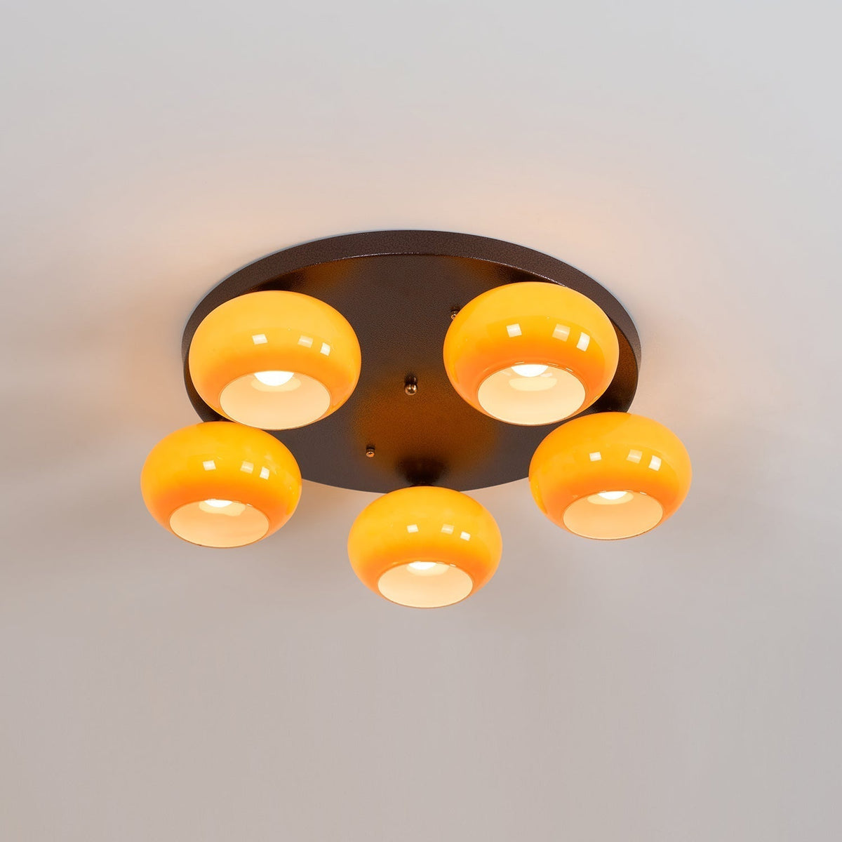 Aurevo Plafonnier 5 Lumières Verre Ambre - Neutralighting