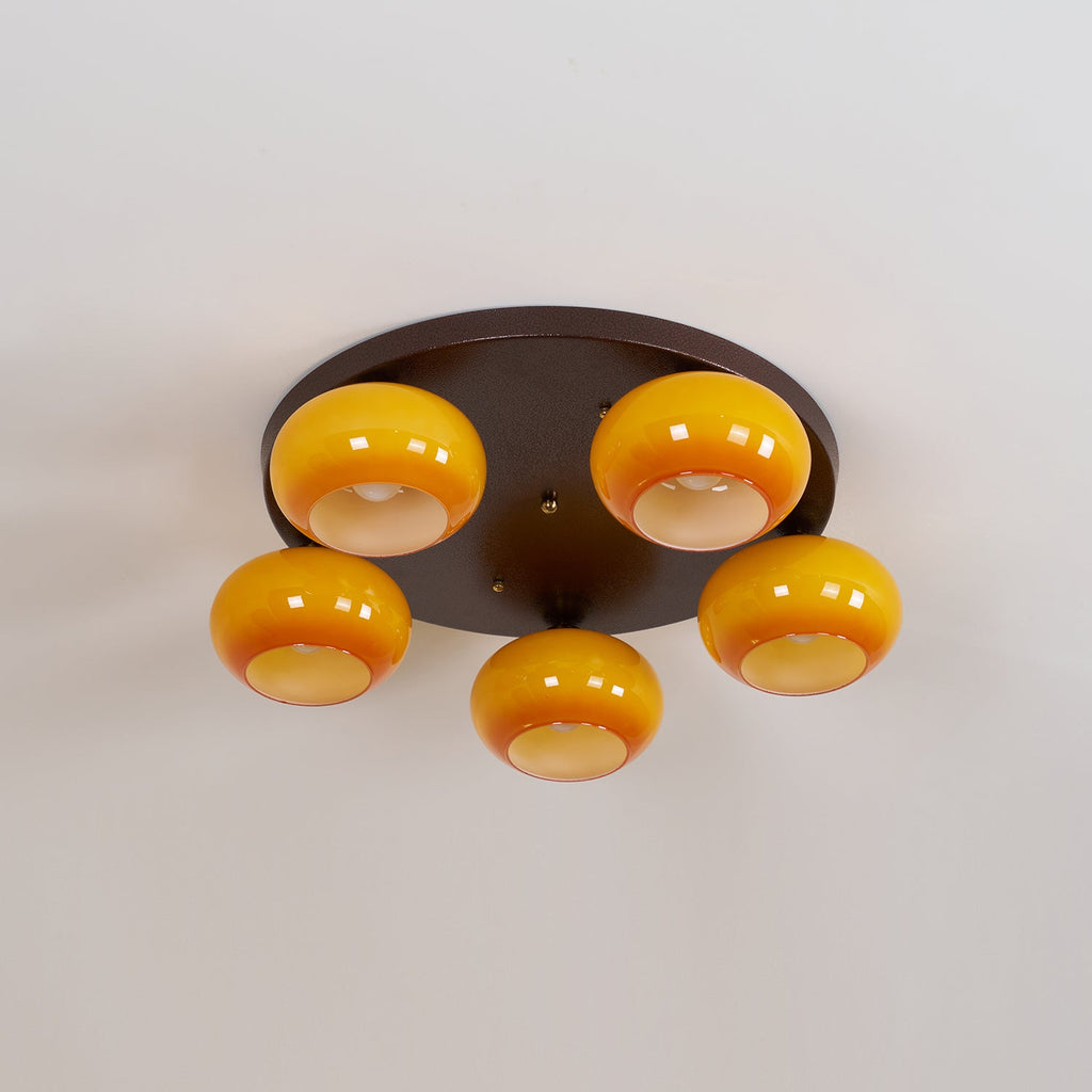 Aurevo Plafonnier 5 Lumières Verre Ambre - Neutralighting