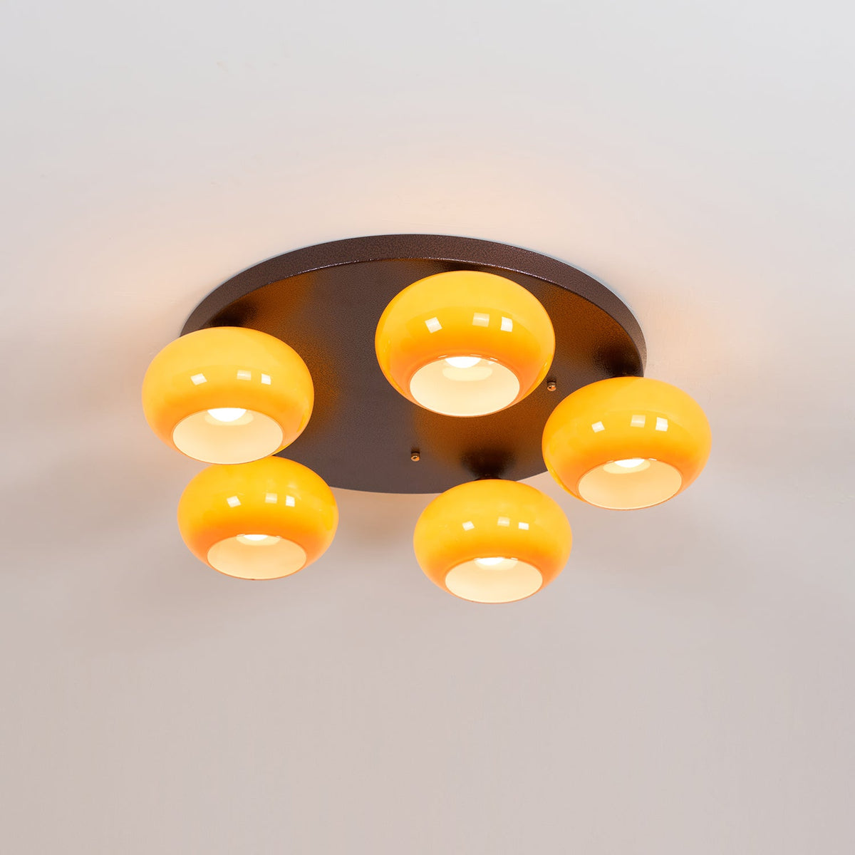 Aurevo Plafonnier 5 Lumières Verre Ambre - Neutralighting