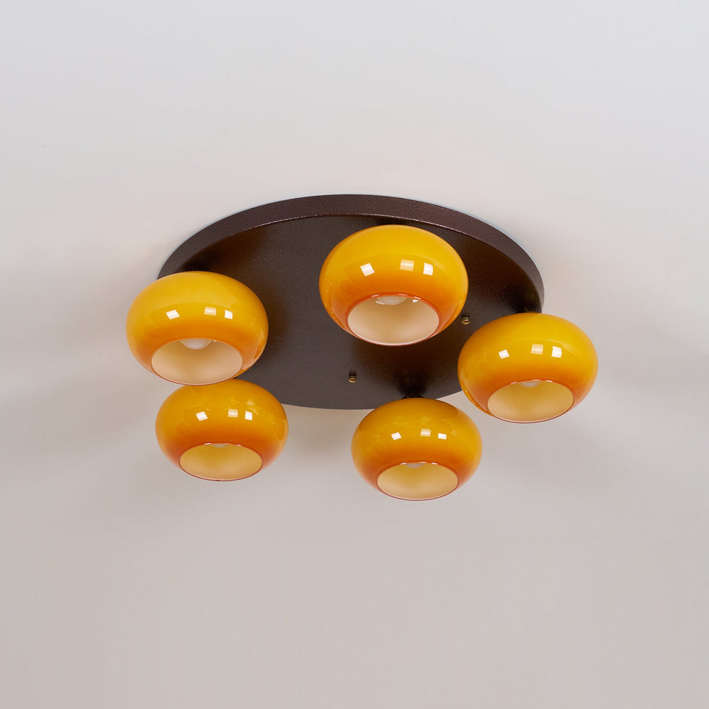 Aurevo Plafonnier 5 Lumières Verre Ambre - Neutralighting