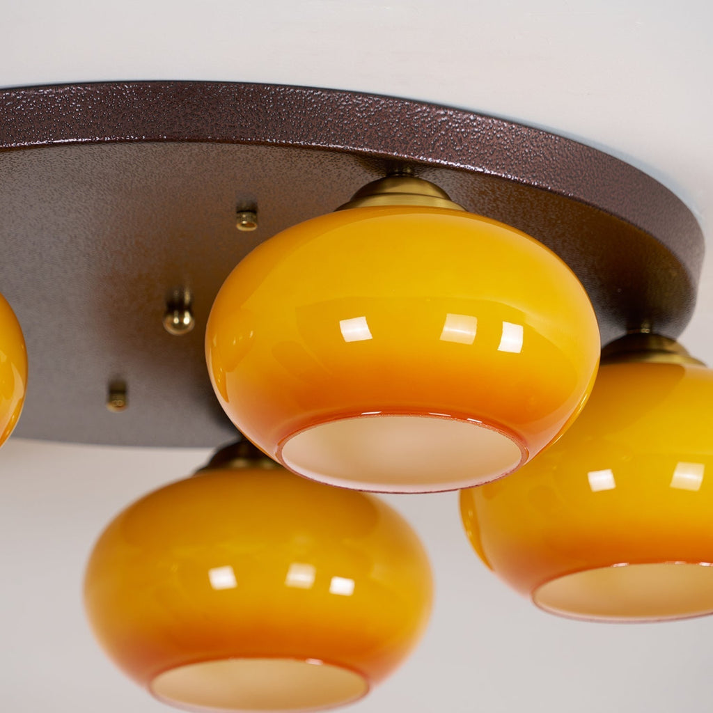 Aurevo Plafonnier 5 Lumières Verre Ambre - Neutralighting