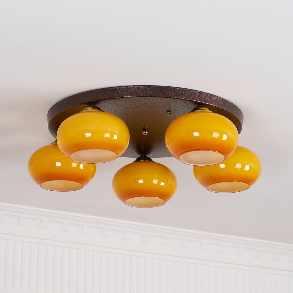 Aurevo Plafonnier 5 Lumières Verre Ambre - Neutralighting
