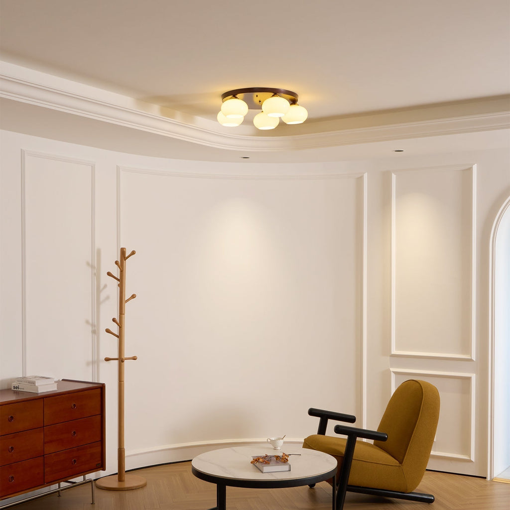 Aurevo Plafonnier 5 Lumières Verre Ambre - Neutralighting