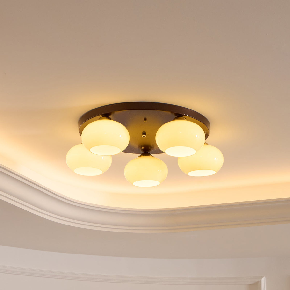 Aurevo Plafonnier 5 Lumières Verre Ambre - Neutralighting