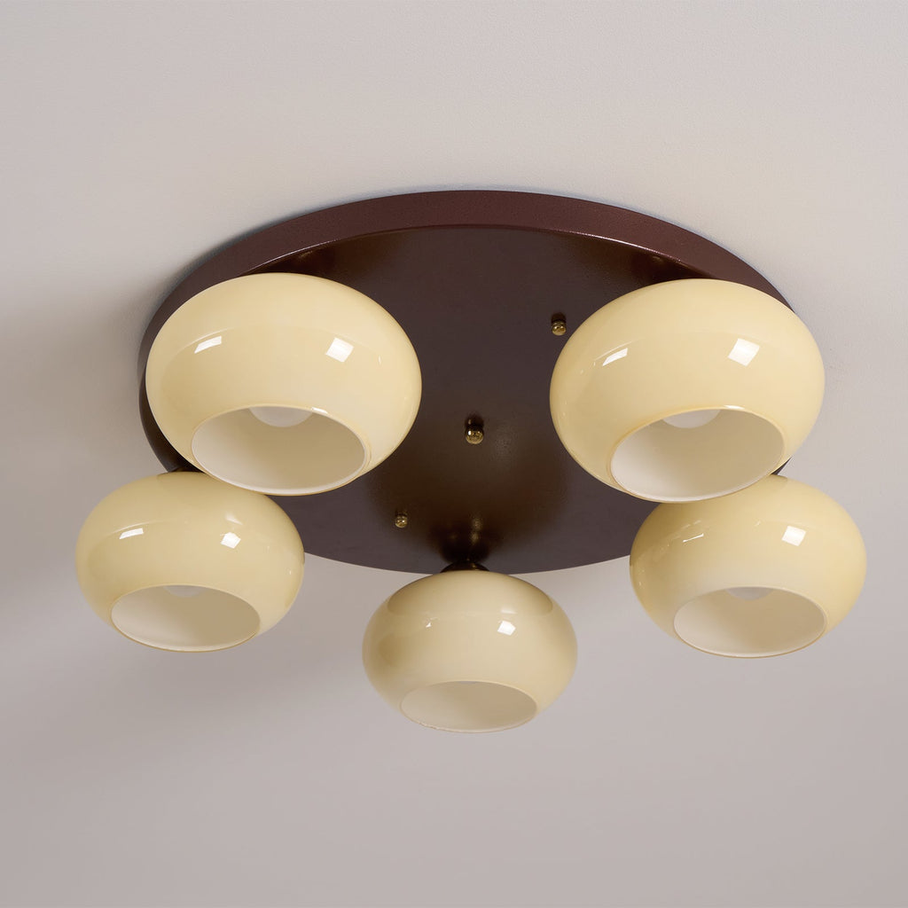 Aurevo Plafonnier 5 Lumières Verre Ambre - Neutralighting