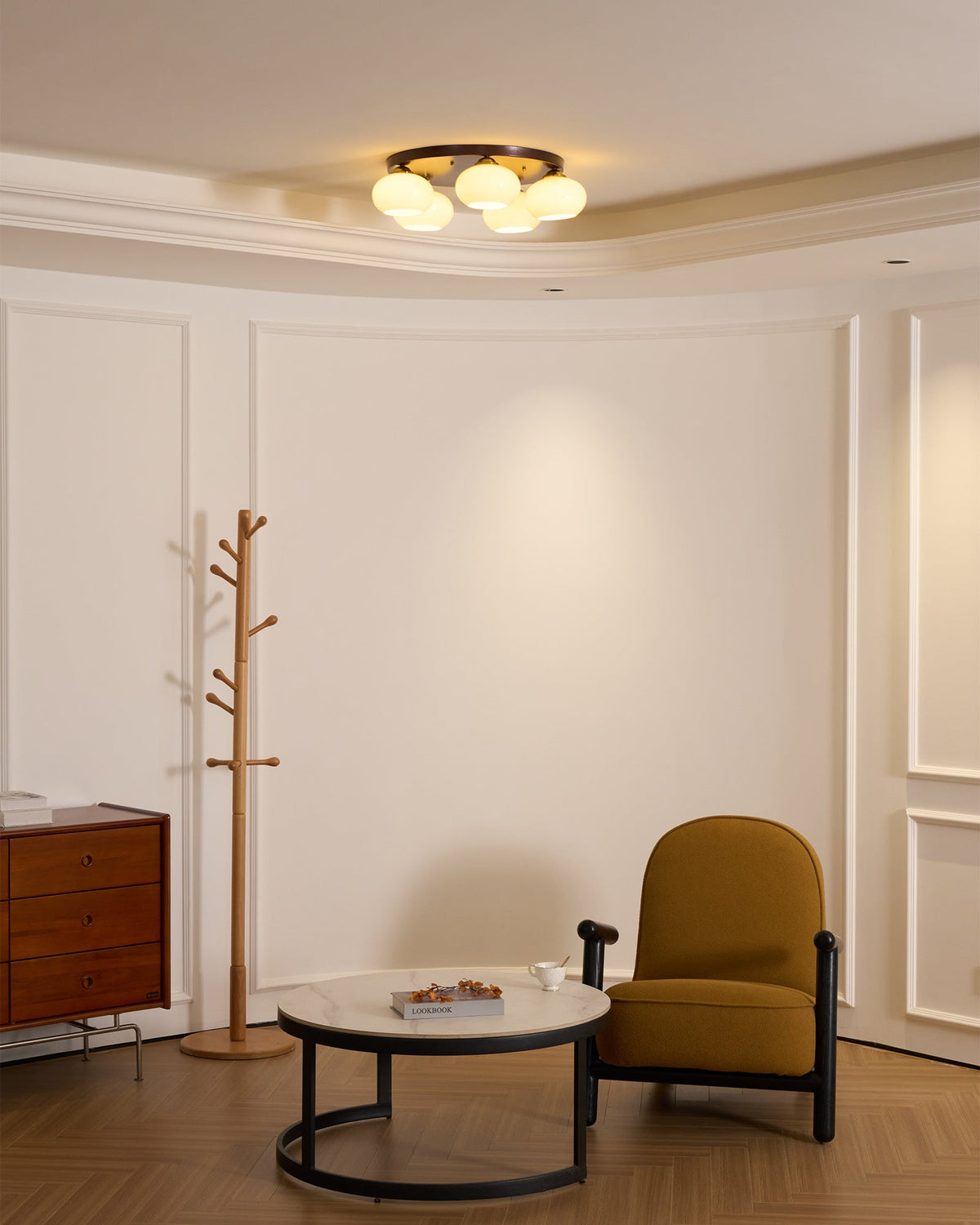 Aurevo Plafonnier 5 Lumières Verre Ambre - Neutralighting