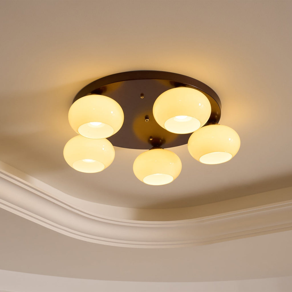 Aurevo Plafonnier 5 Lumières Verre Ambre - Neutralighting