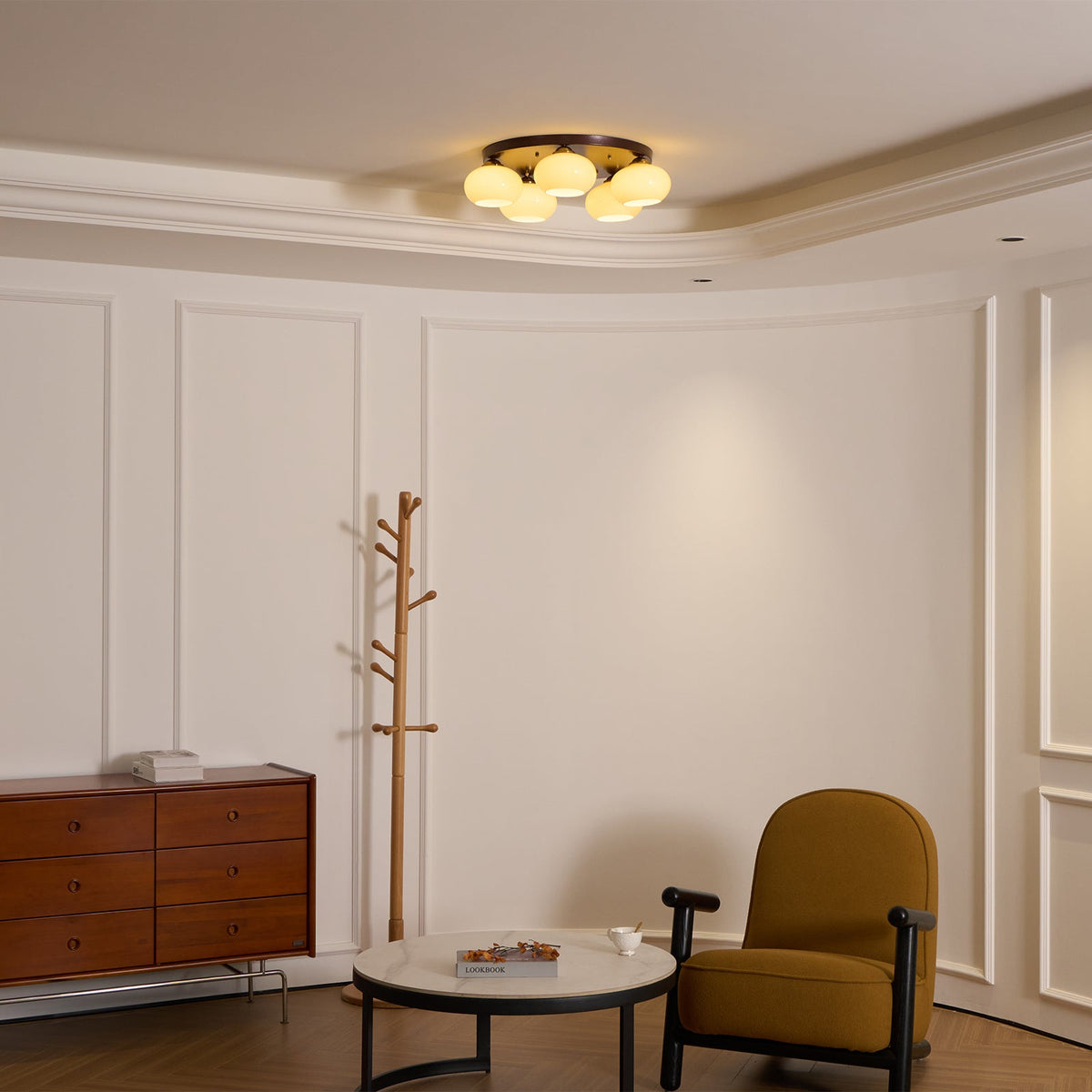 Aurevo Plafonnier 5 Lumières Verre Ambre - Neutralighting