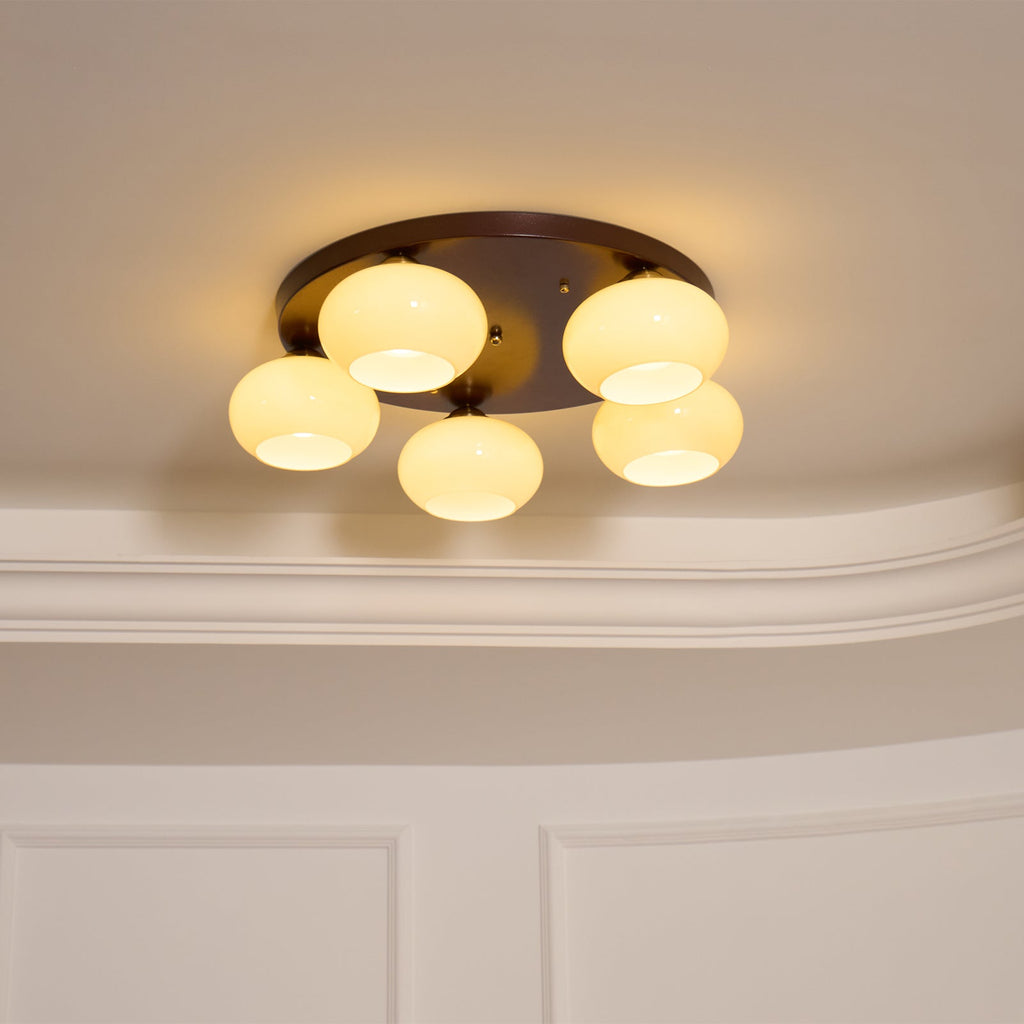 Aurevo Plafonnier 5 Lumières Verre Ambre - Neutralighting