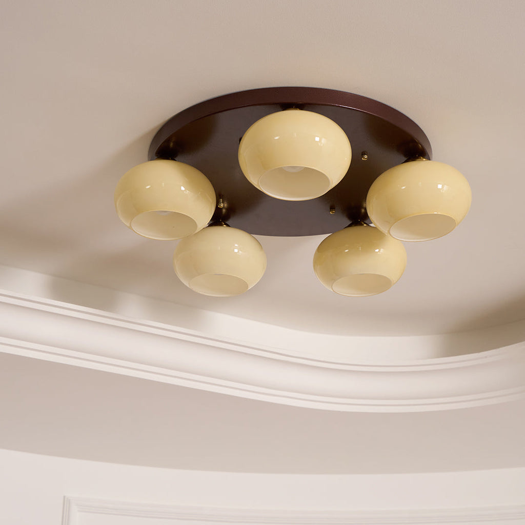 Aurevo Plafonnier 5 Lumières Verre Ambre - Neutralighting