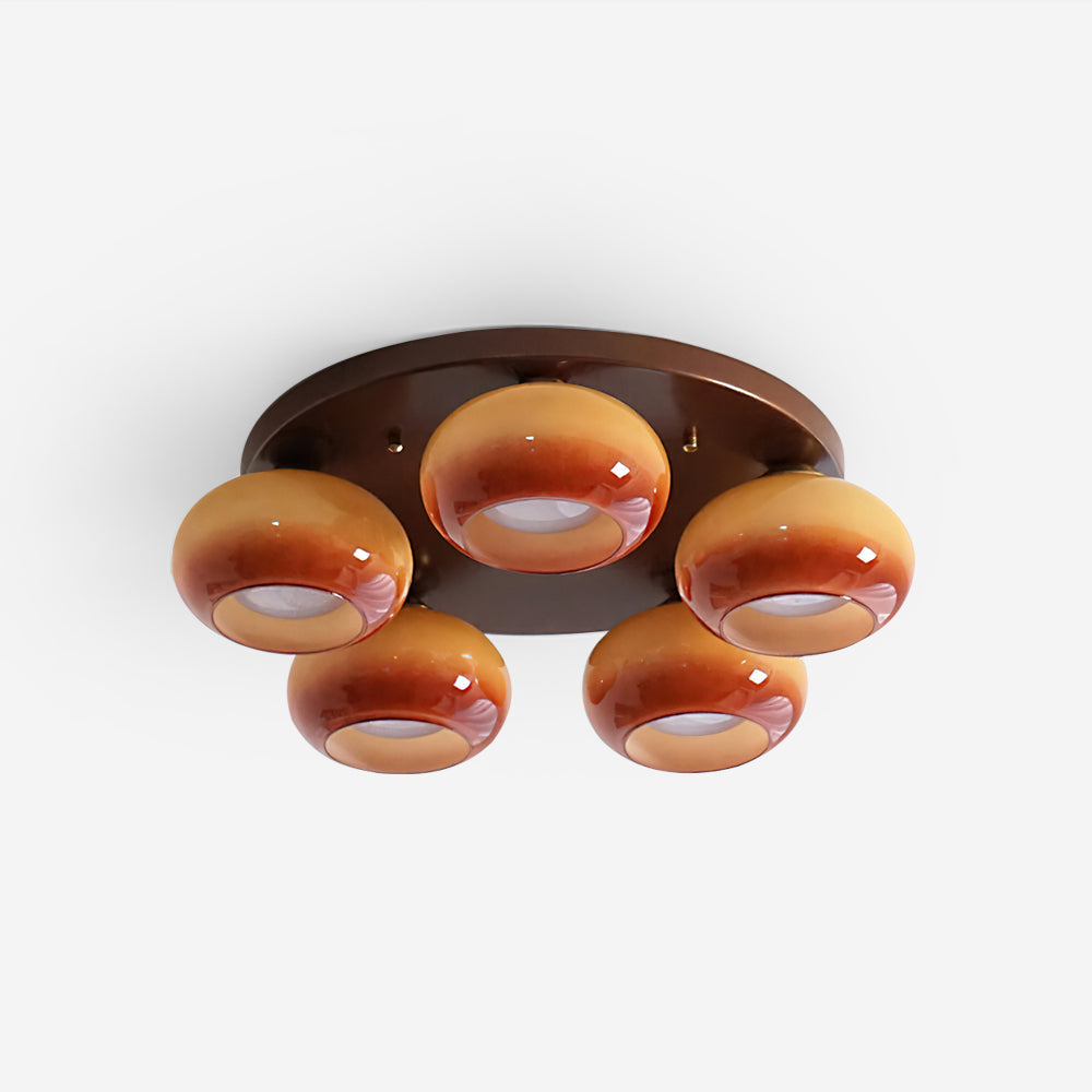 Aurevo Plafonnier 5 Lumières Verre Ambre - Neutralighting