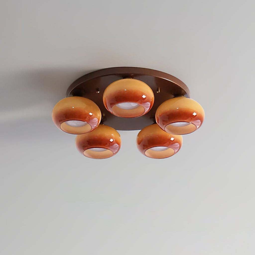 Aurevo Plafonnier 5 Lumières Verre Ambre - Neutralighting