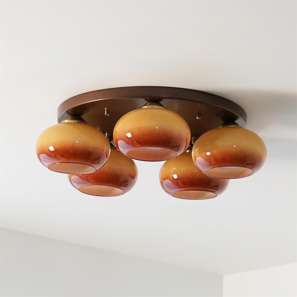Aurevo Plafonnier 5 Lumières Verre Ambre - Neutralighting