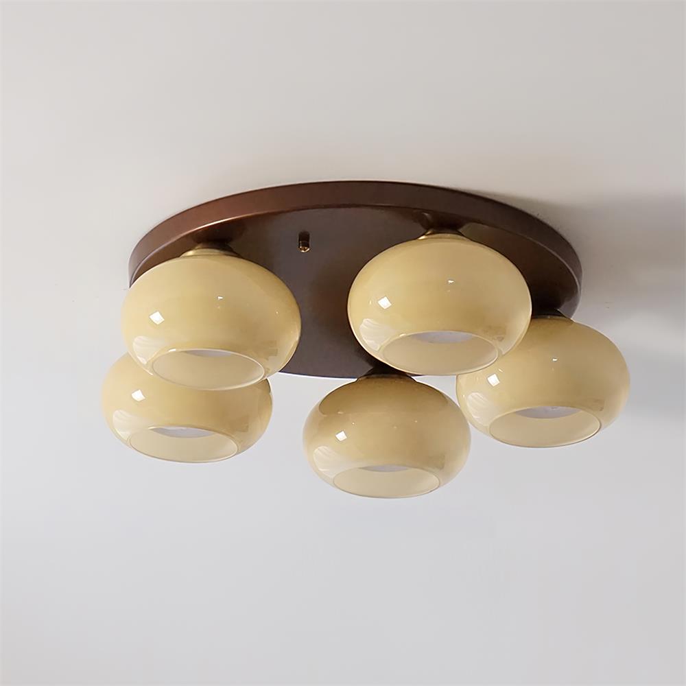 Aurevo Plafonnier 5 Lumières Verre Ambre - Neutralighting