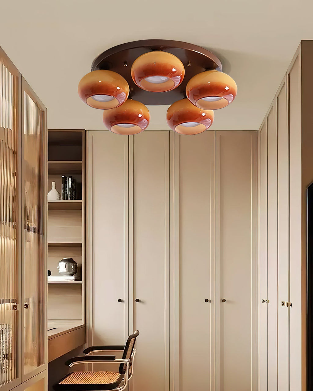 Aurevo Plafonnier 5 Lumières Verre Ambre - Neutralighting