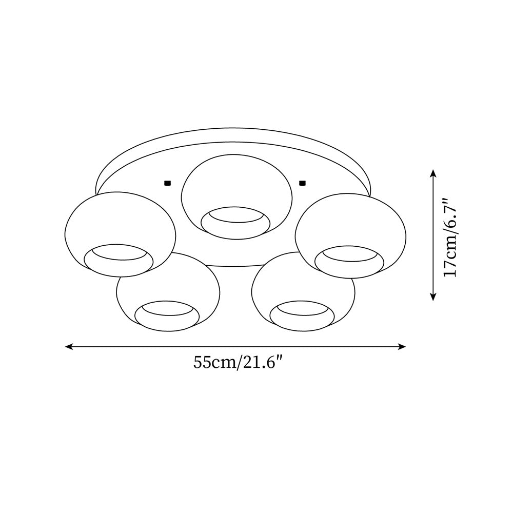Aurevo Plafonnier 5 Lumières Verre Ambre - Neutralighting