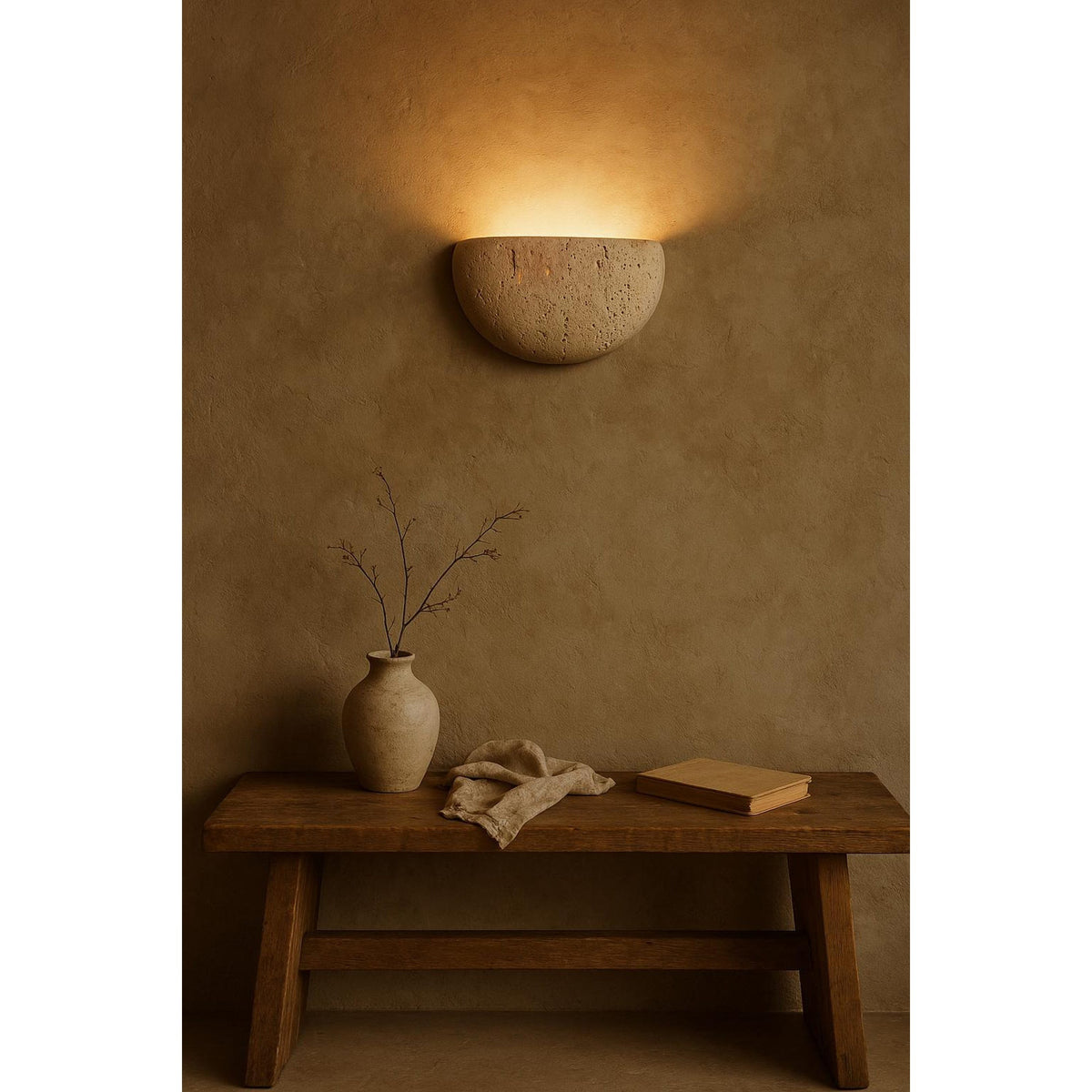 Cuvenarae Applique Murale Travertin Lune Minimaliste - Neutralighting