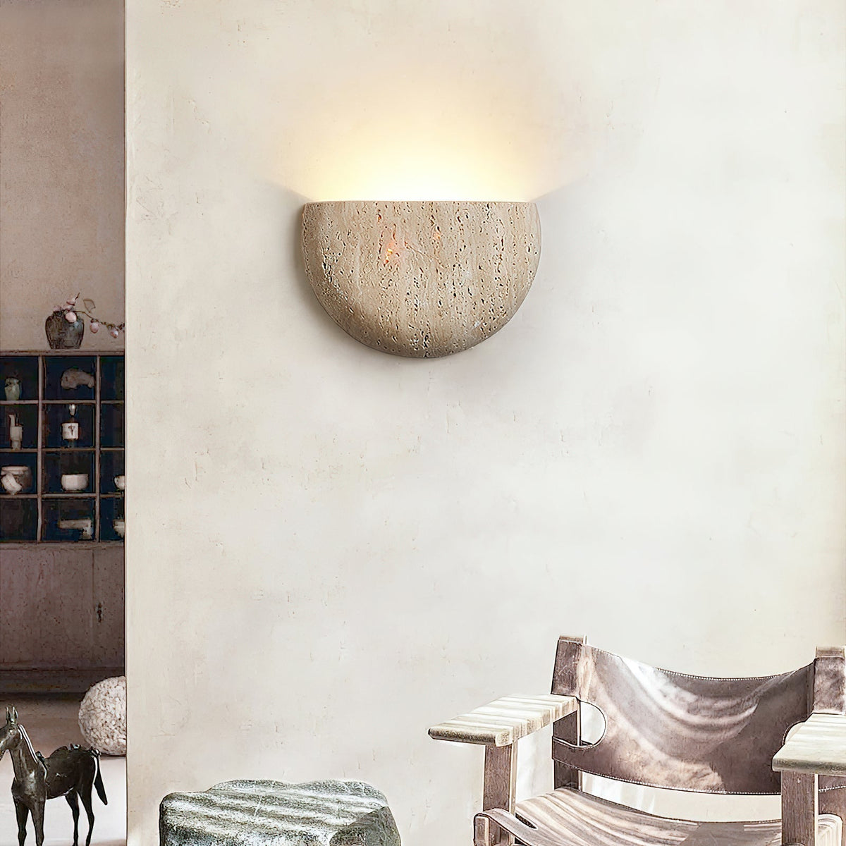 Cuvenarae Applique Murale Travertin Lune Minimaliste - Neutralighting