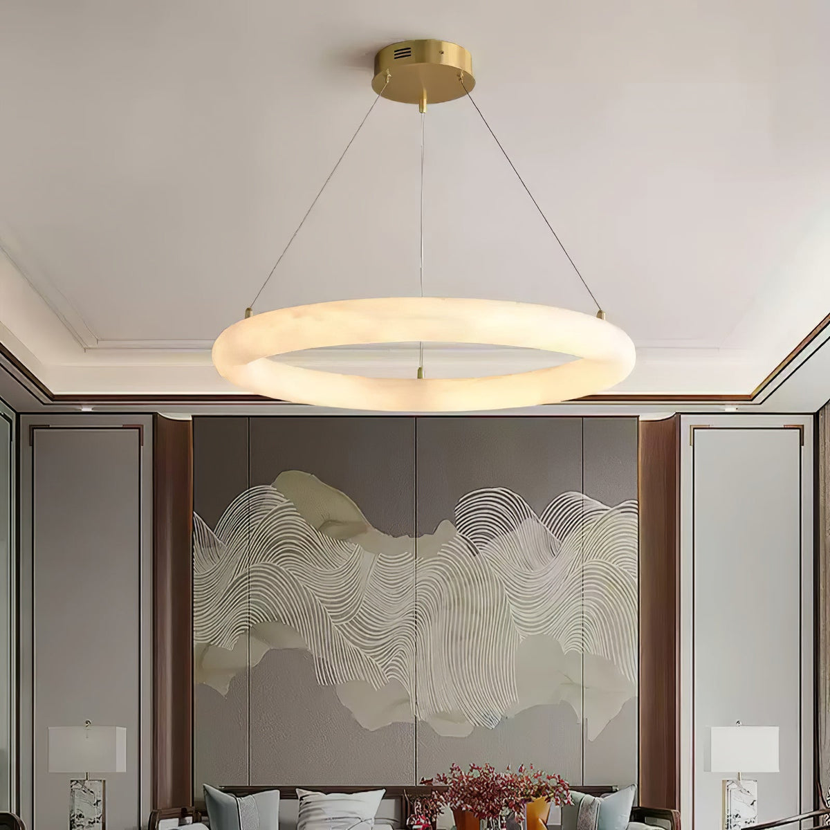 Erzorila Suspension Circulaire en Albâtre - Neutralighting