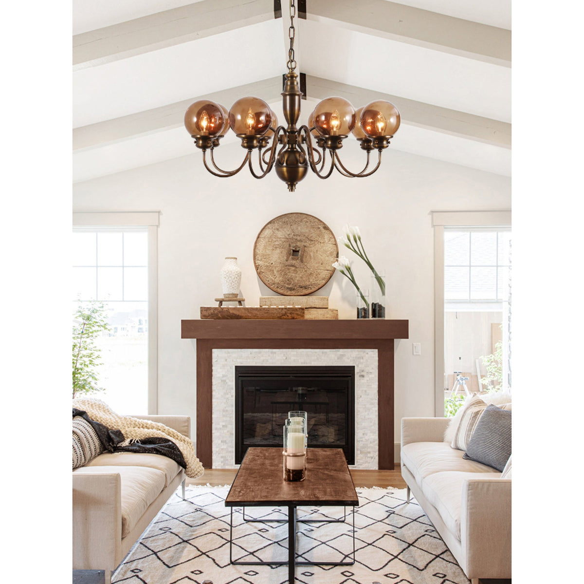 Ciphaen Chandelier Laiton Verre Luxe Postmoderne - Neutralighting