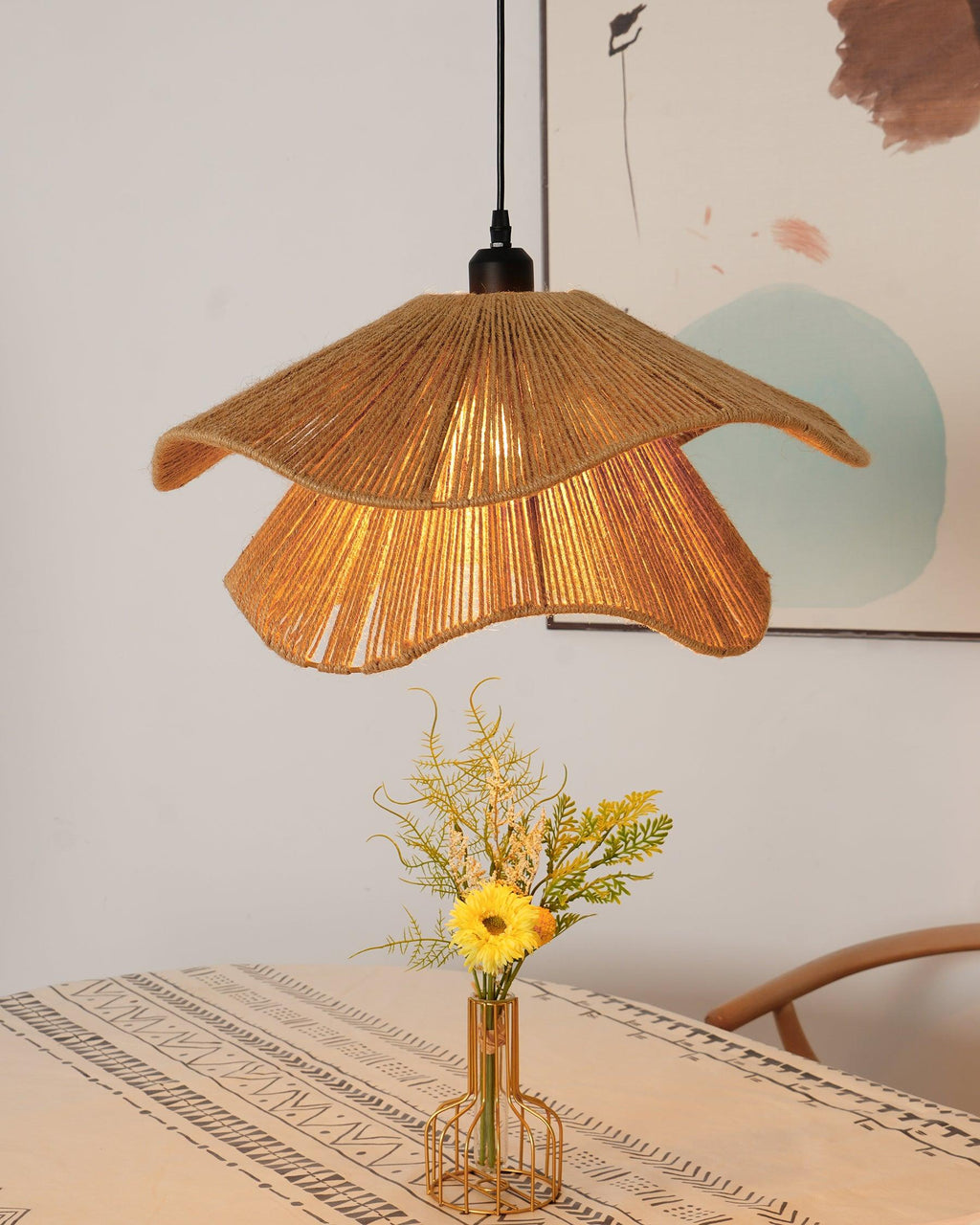 Straw Hat Lampe Suspendue Vague Tissée Organique - Neutralighting