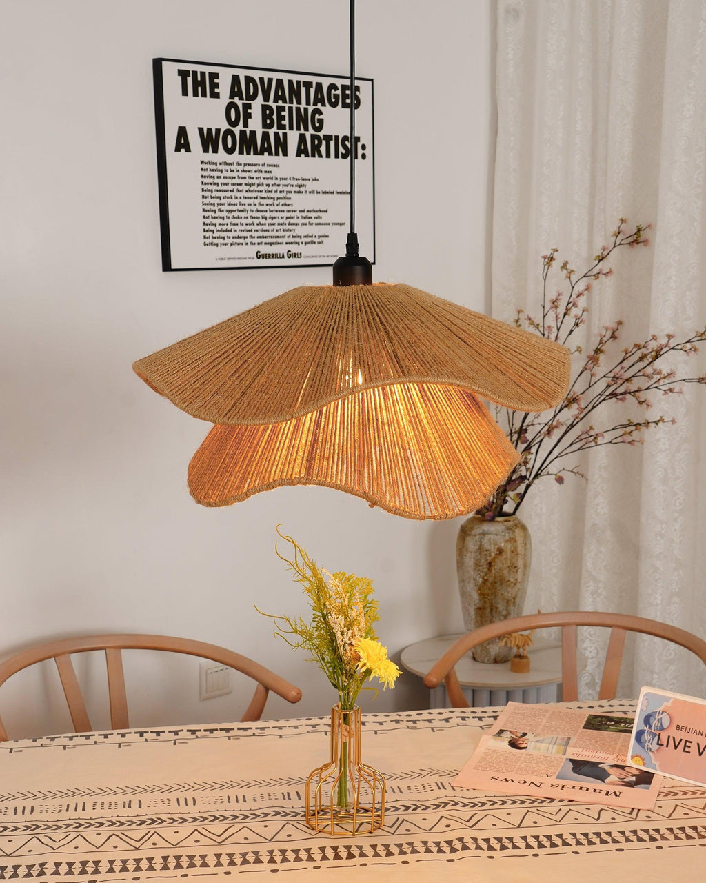 Straw Hat Lampe Suspendue Vague Tissée Organique - Neutralighting