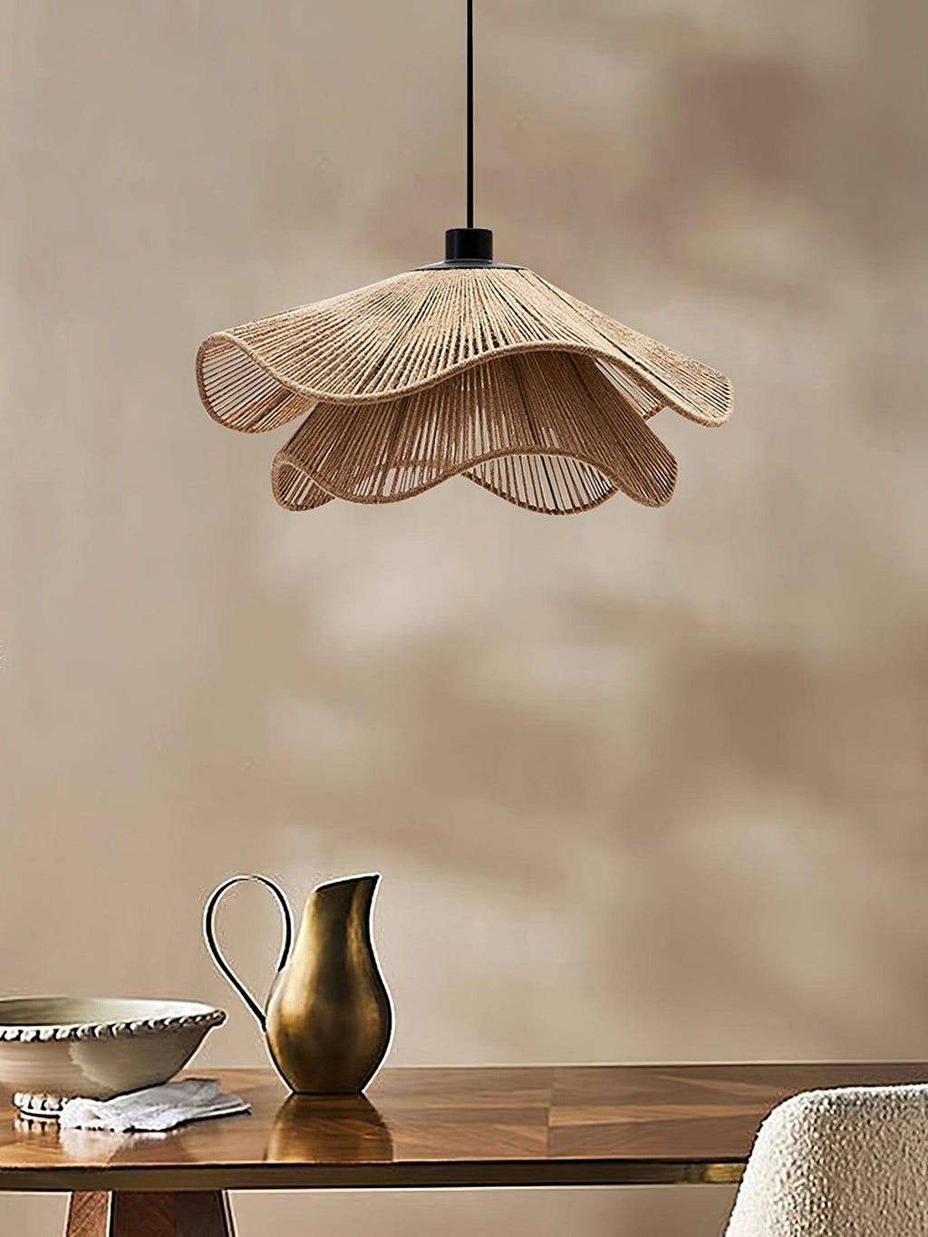 Straw Hat Lampe Suspendue Vague Tissée Organique - Neutralighting