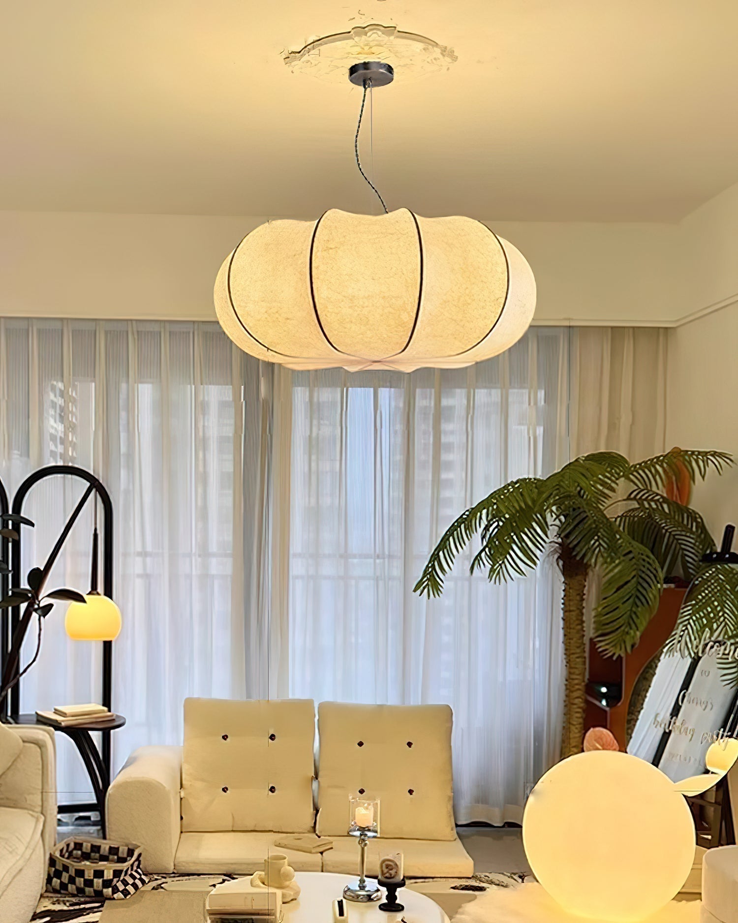 Vioren Lampe Pendante Traditionnelle en Soie - Neutralighting