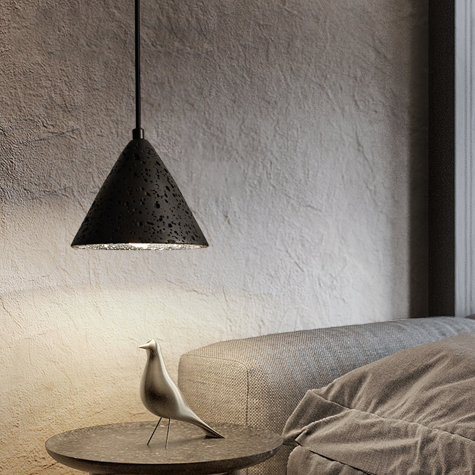 Vaelior Suspension en Travertin Abat-jour Dôme - Neutralighting