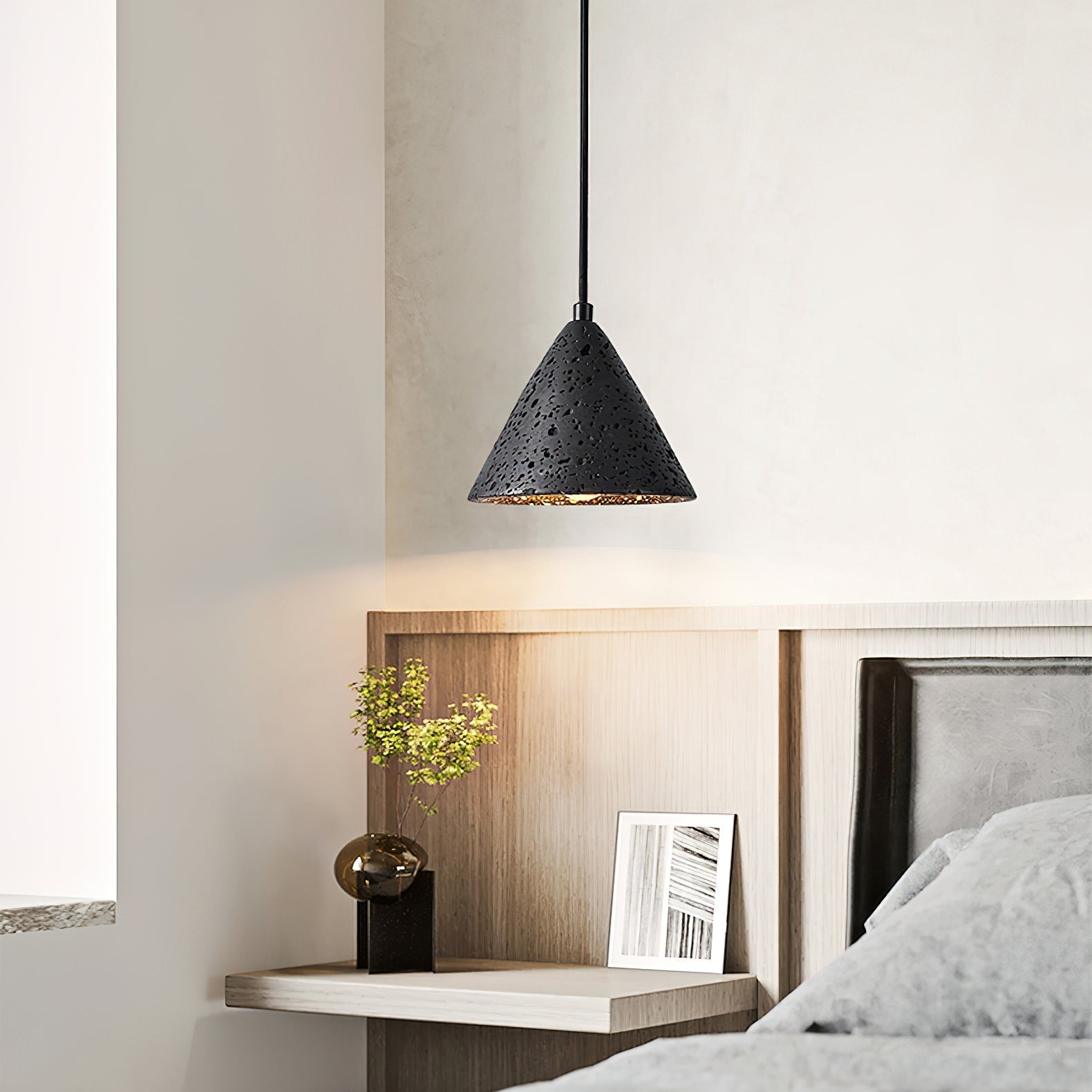 Vaelior Suspension en Travertin Abat-jour Dôme - Neutralighting