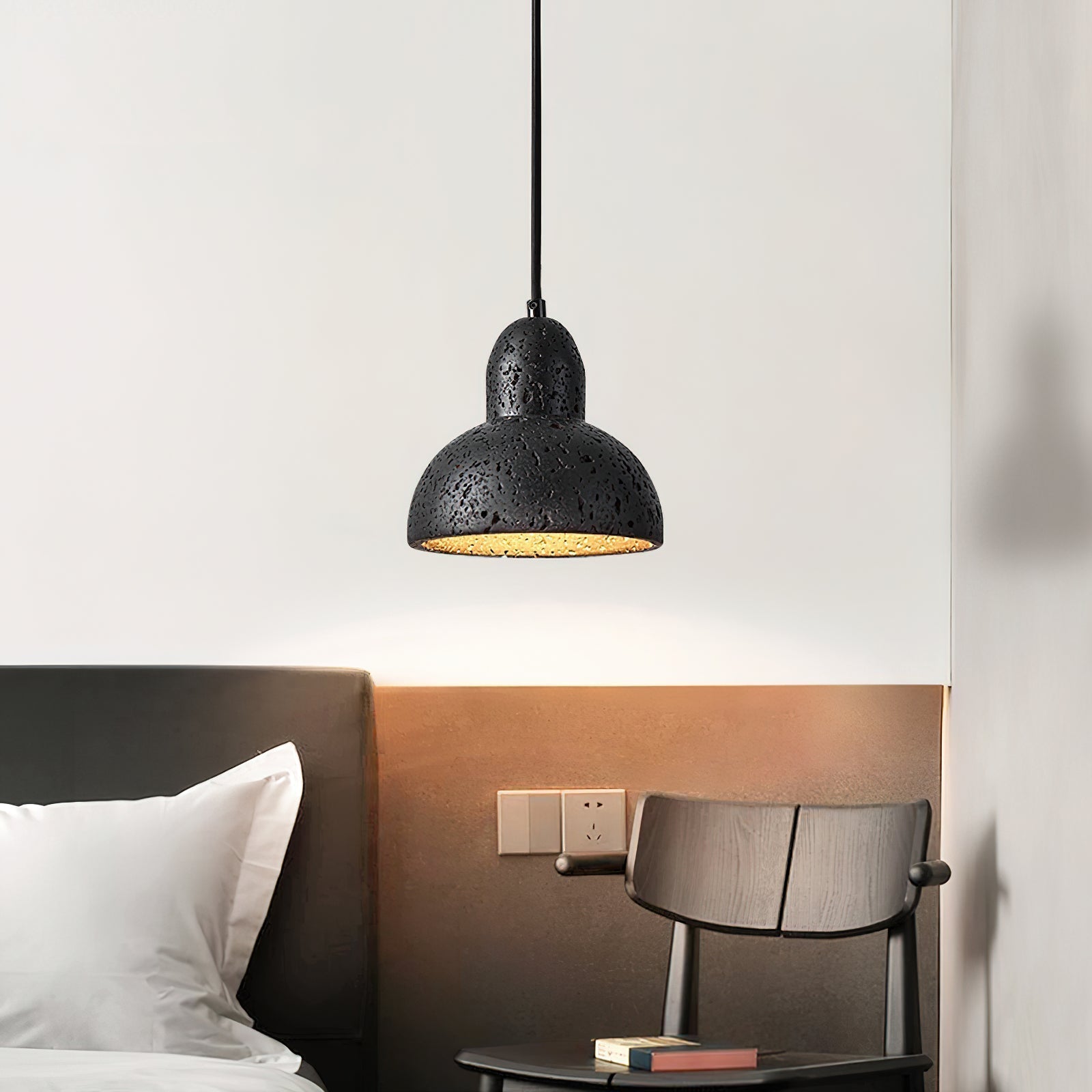 Vaelior Suspension en Travertin Abat-jour Dôme - Neutralighting