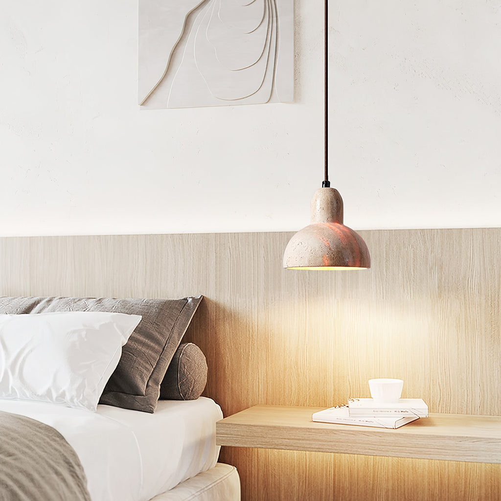 Vaelior Suspension en Travertin Abat-jour Dôme - Neutralighting