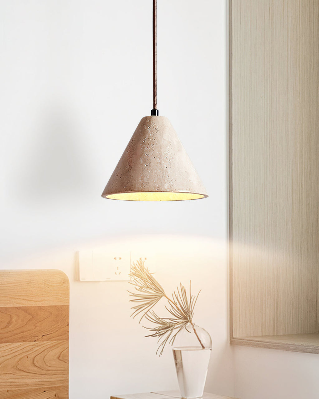 Vaelior Suspension en Travertin Abat-jour Dôme - Neutralighting