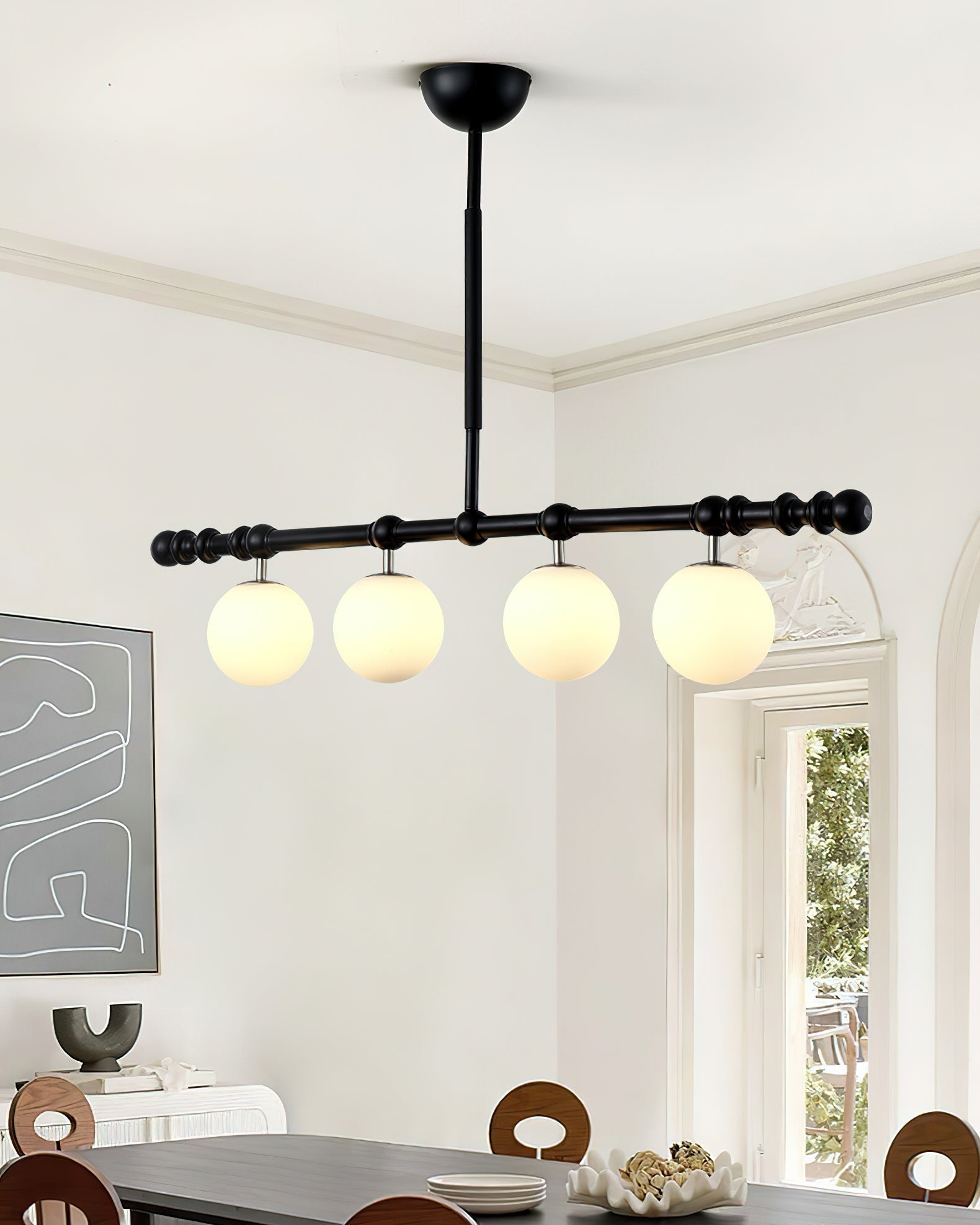 Hayes Lustre Bois Linéaire Boules en Verre - Neutralighting