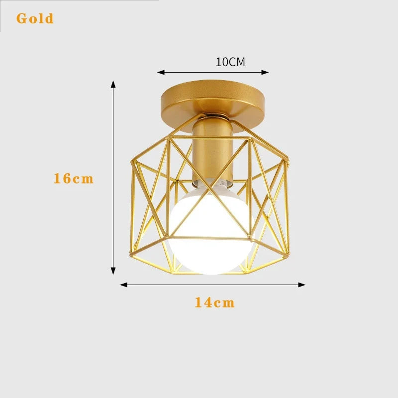 Plafonnier — Rétro doré LED en métal pour balcon couloir