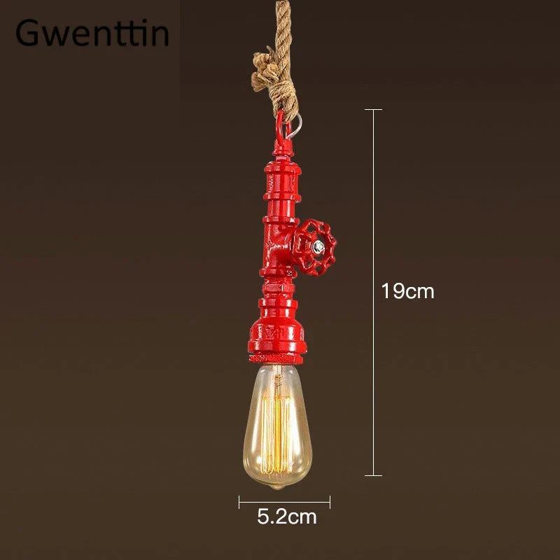 Suspension Industrielle Clémence Sillage en Corde de Chanvre — Rouge