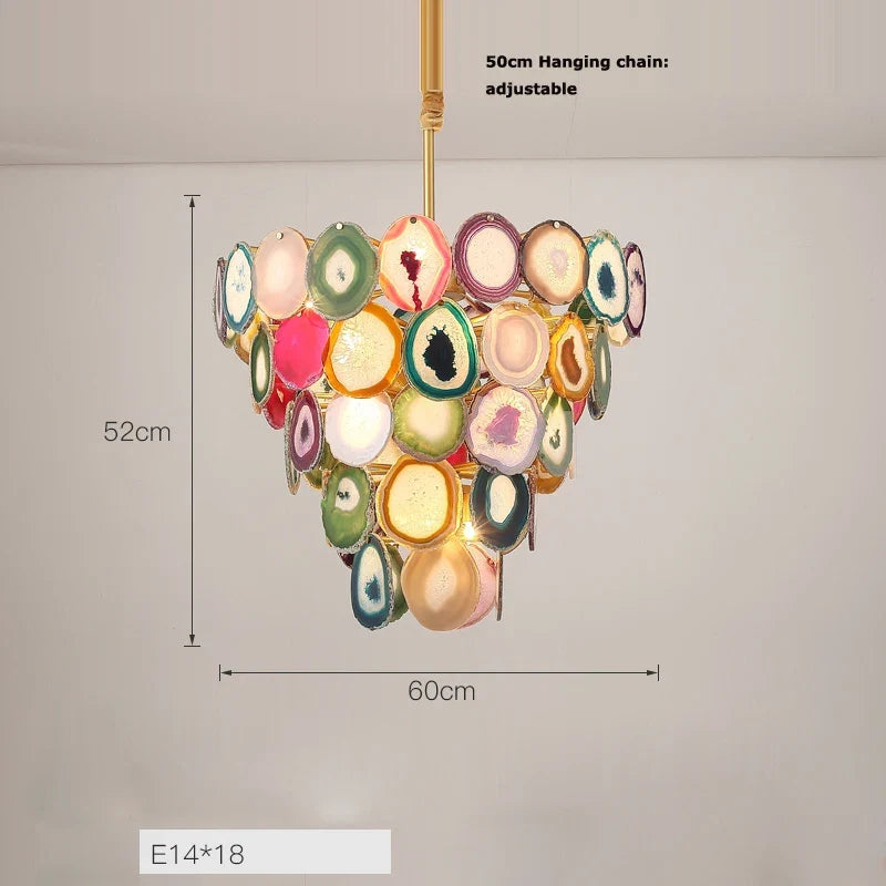 Lustre — Design moderne en agate colorée pour intérieur