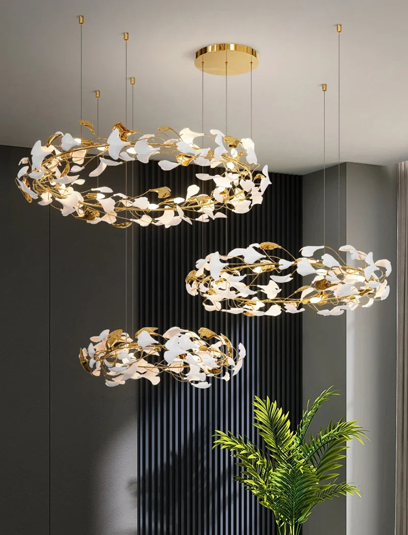 Lustre — Moderne en céramique avec pétales de LED