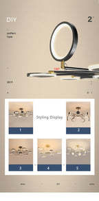 Moderne Suspension Multi Contemporaine, Metal/Acrylique, Noir Mat, Salon - Neutralighting
