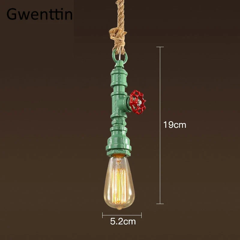 Suspension Industrielle Clémence Sillage en Corde de Chanvre — Vert