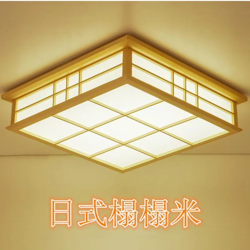 Plafonnier japonais en bois à LED pour éclairage élégant Eugène Reflet - Chaleur du Bois & Atmosphère Accueillante
