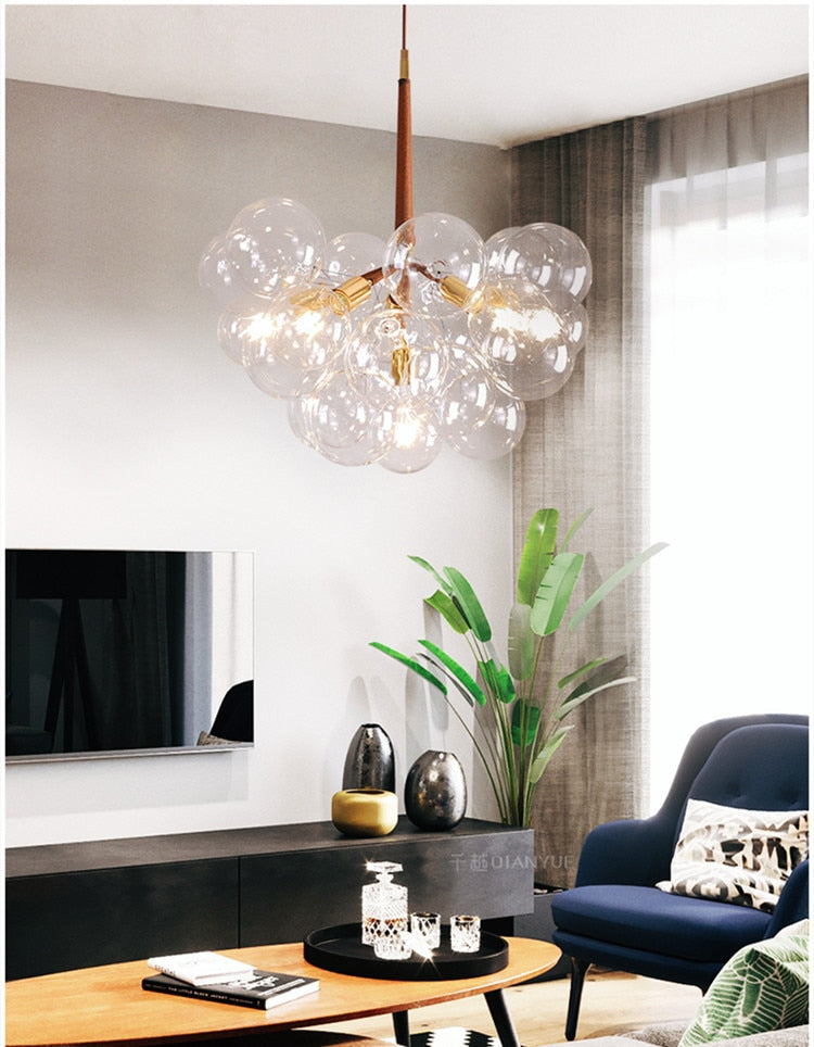 Valentina Lustre Sphère Nordique, Verre/Métal, Blanc/Doré/Noir, Salon - Neutralighting