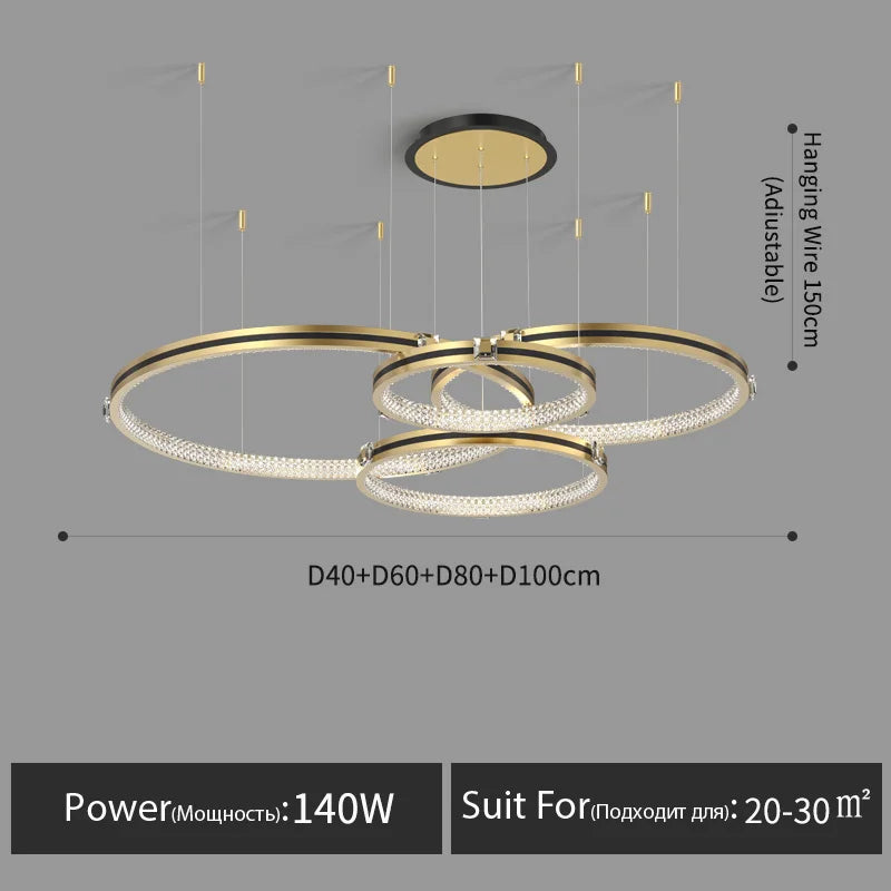 Lustre — En cristal moderne pour hall et restaurant luxe