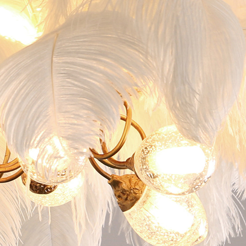 O'Moore Suspension Fleur Moderne, Cuivre/Plume, 8 Couleur, Salon - Neutralighting