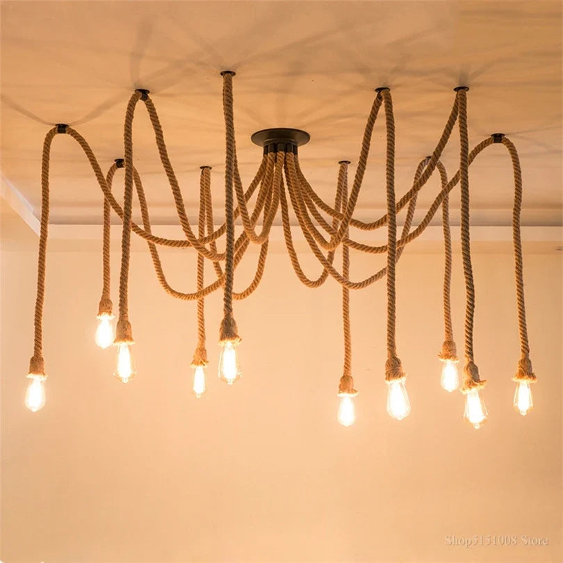 Suspension Industrielle Louise Brume en Corde de Chanvre