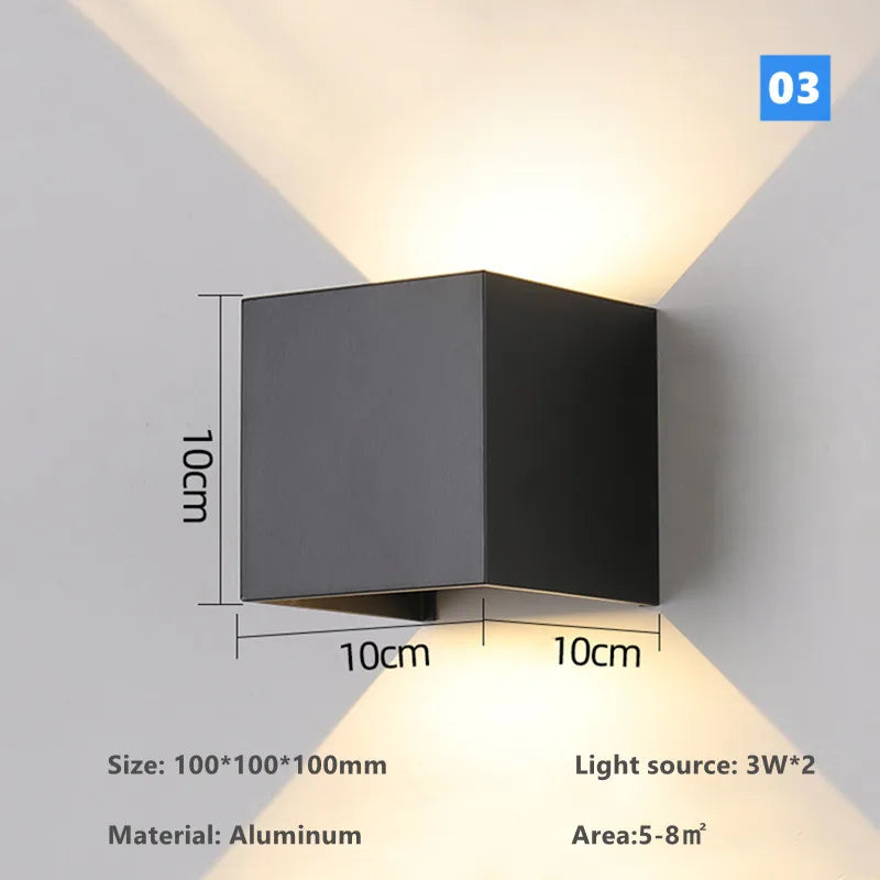 Luminaire — 6W Modern Cube LED Wall Lamp IP65 Waterproof Indoor Outdoor Surface Mounted Wall Light Adjustable Beam For Garden Porch Bedroom