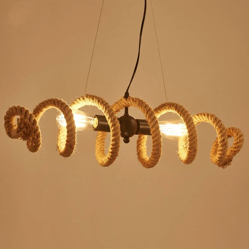 Lustre Vintage Faustine Brume en Corde de Chanvre