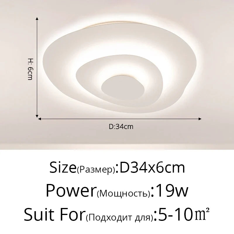 Lustre — Anneaux annuels modernes LED lustre intérieur salon ondulation forme meubles de maison décoration fer blanc corps couleur lampe éclairage