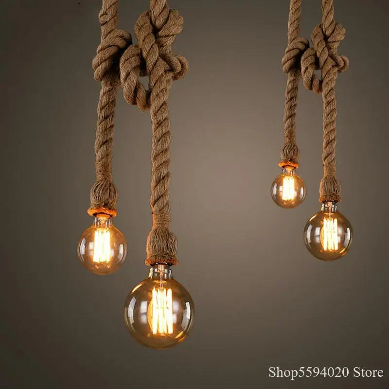 Suspension Vintage Iris Brume en Corde de Chanvre