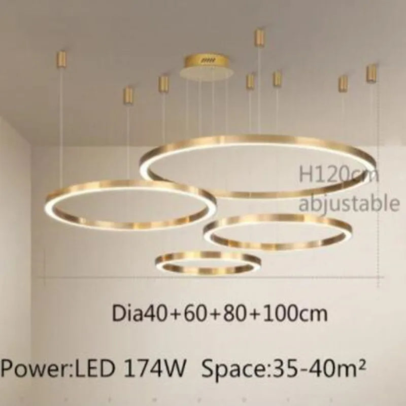 Lustre — LED moderne brossé avec anneau lumineux